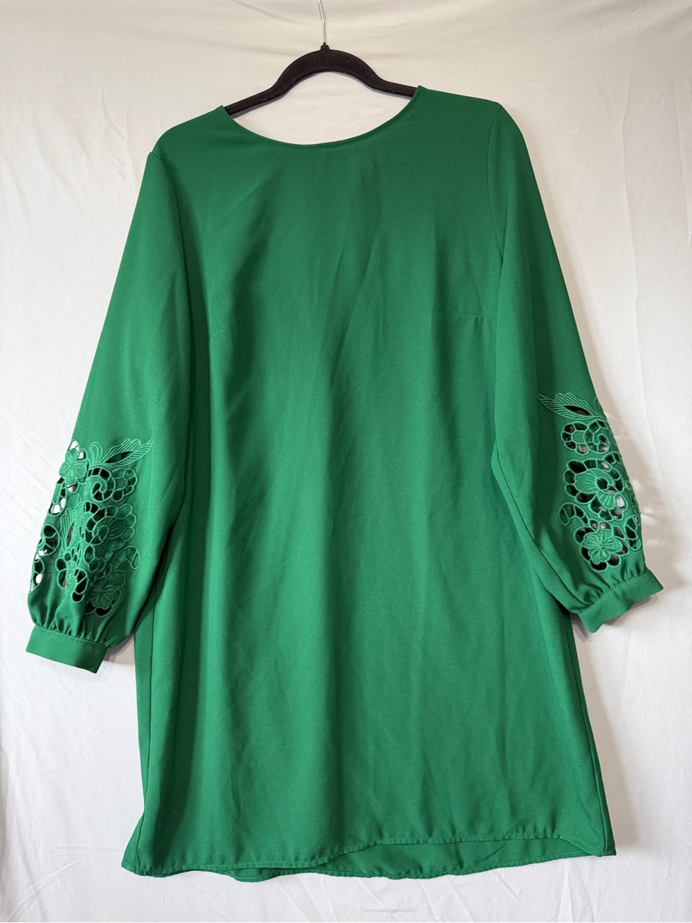 H&M Womens Forest Fairy Shift Dress Size 14 Green Floral Embroidered Sleeves